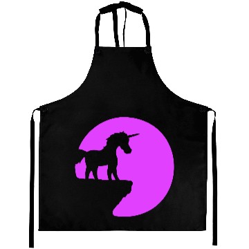 Discover Unicorn Cliff Moon Mountain Night Sweet Silhouette Aprons