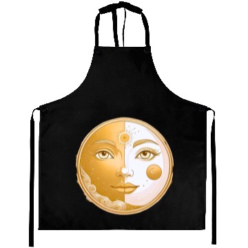 Discover Celestial  Lunar Sun Face Art Aprons