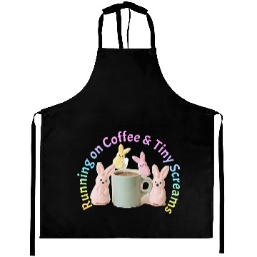 Discover Running on Coffee and Tiny Screams Funny Mom Aprons