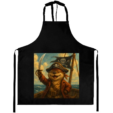 Discover Whimsical Pirate Ferret Art Aprons