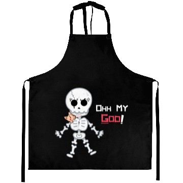Discover Cute Funny Dog Scared Skeleton Aprons