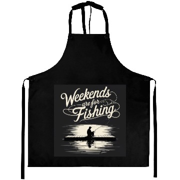 Discover Weekend Fishing Silhouette Design Aprons