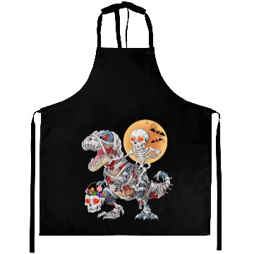 Discover Skeleton Riding Zombie Mummy Dinosaur Halloween Aprons