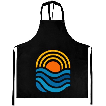 Discover Vivid Sunset Over Ocean Waves Aprons