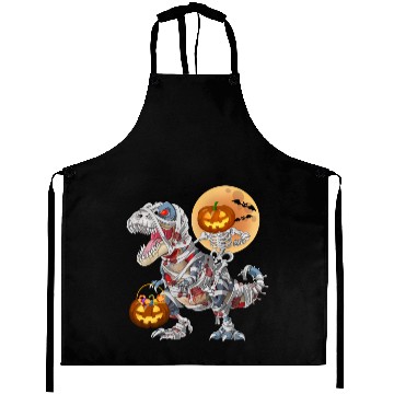 Discover Pumpkin Skeleton Riding Zombie Mummy Dinosaur  Aprons