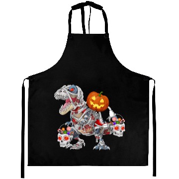 Discover Pumpkin Riding Zombie Mummy Dinosaur Halloween Aprons
