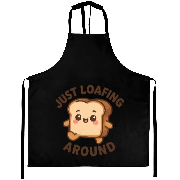 Discover Cute Toast Loafing Meme Design Aprons