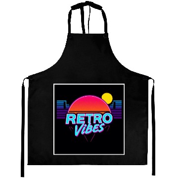 Discover Retro Vibes Sunset Neon Design Aprons