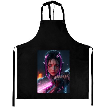Discover Cyberpunk Samurai Girl Aprons