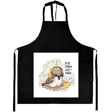 Discover "Social Sparrow – Anxiety Parrow" Aprons