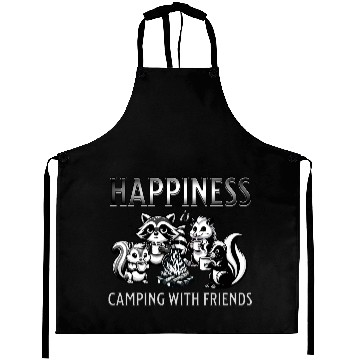 Discover Happiness is Camping With Friends Aprons