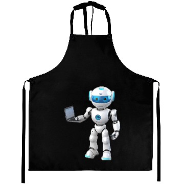 Discover Futuristic Robot with Data Laptop Design Aprons