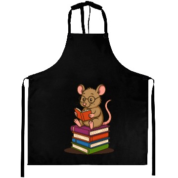 Discover Bookworm with Glasses and Stack of Books Aprons