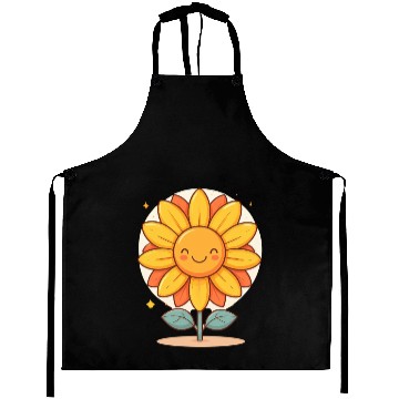 Discover Smiling Kawaii Sunflower Aprons