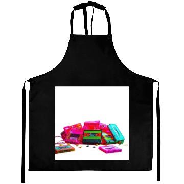 Discover Vibrant Retro Cassette Tape Pattern Aprons