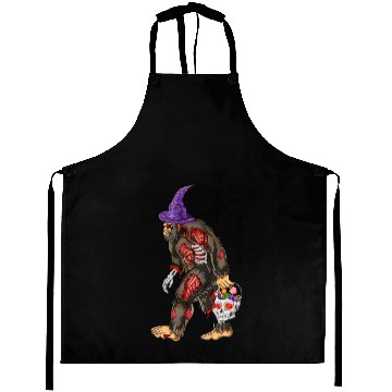 Discover Spooky Zombie Skeleton Bigfoot Halloween  Aprons
