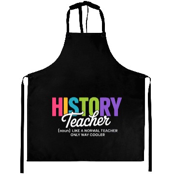 Discover History Teacher Bold Colorful Typography Aprons