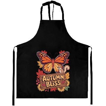 Discover Autumn Bliss Butterfly Squirrel Leaves Fall Vibes Aprons