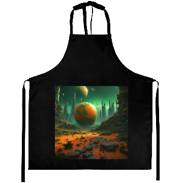 Discover Sci-Fi Futuristic Alien Planet Landscape Aprons