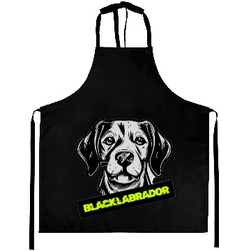 Discover Black Labrador Portrait Illustration Aprons