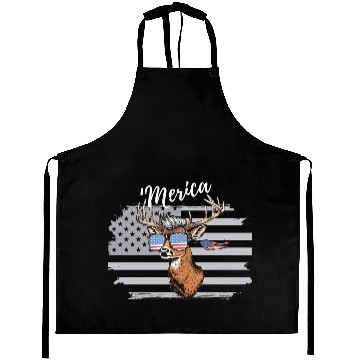 Discover 'Merica Deer with mullet American Flag Sunglasses Aprons