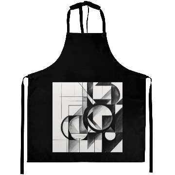 Discover Geometric Black and White Abstract Art Aprons