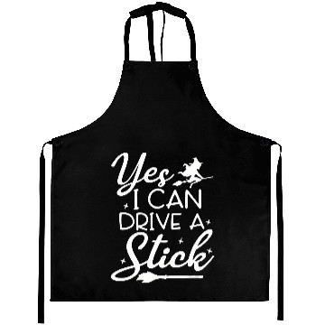 Discover Whimsical Witch Riding Stick Figure Design Aprons