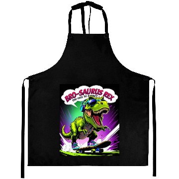 Discover Funny Bro-saurus Rex Too Cool to Extinct Aprons