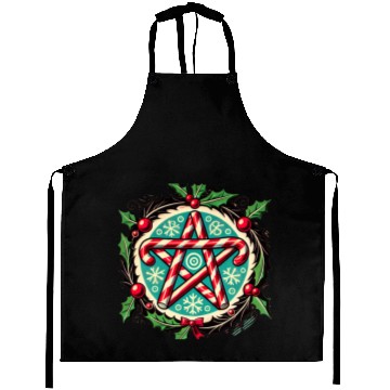 Discover Yule Pentacle with Candy Canes Pagan Holiday Desig Aprons