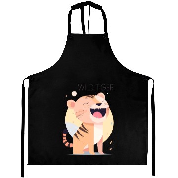 Discover Wild Tiger roar Bauhaus Style Aprons