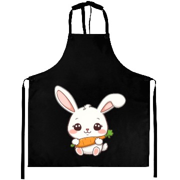 Discover Cute Bunny with Carrot Illustration Aprons