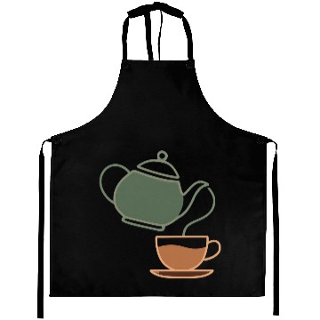 Discover Vintage Tea Kettle and Cup Silhouette Aprons
