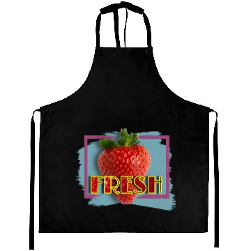 Discover Vivid Strawberry with Fresh Text Aprons