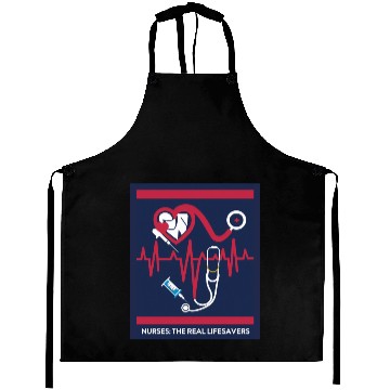 Discover Registered Nurse RN Aprons Heartbeat Line Design