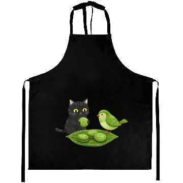 Discover Whimsical Cat Bird Snack Scene Aprons