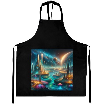 Discover Futuristic Alien Landscape Design Fantasy Sci-Fi Aprons