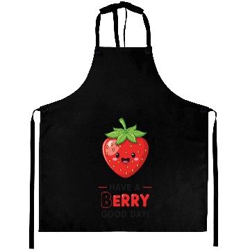 Discover Cute Kawaii Strawberry Happy Face Design Aprons