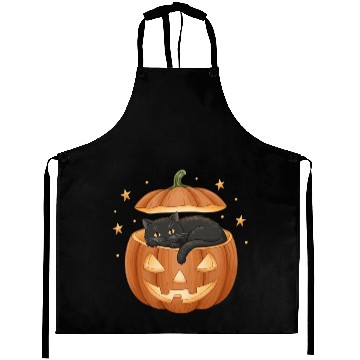 Discover Black Cat in Jack-O-Lantern Pumpkin Aprons