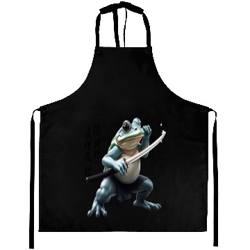Discover Kawaii Frog Warrior Art Design Aprons