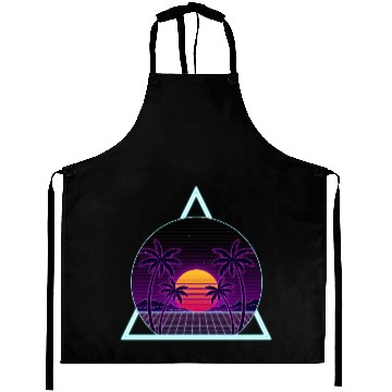 Discover Neon Sunset with Tropical Palms Aprons