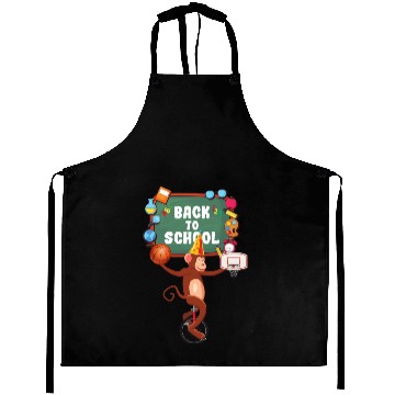 Discover Funny Back to School Monkey Sign Aprons Design