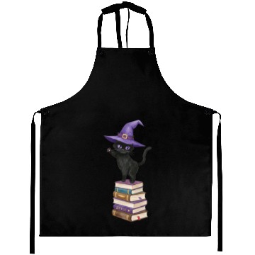 Discover Enchanted Black Cat with Witch Hat Aprons
