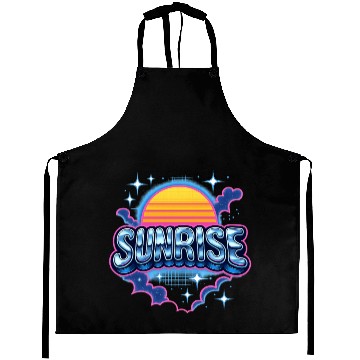 Discover Retro Sunrise Neon Design Aprons