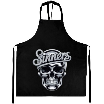 Discover Chrome Skull Sinners Diamond Bling Aprons