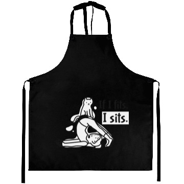 Discover Whimsical Cat and Person Yoga Illustration Aprons