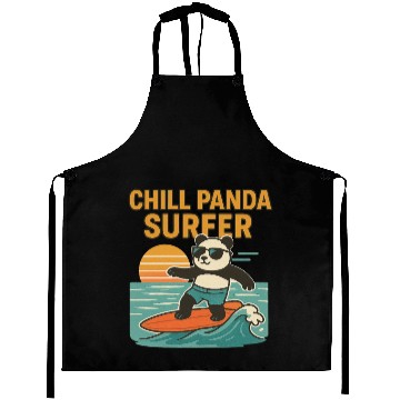 Discover Chill Panda Surfing Sunset Design Aprons