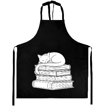 Discover Sleeping Cat on Books Aprons