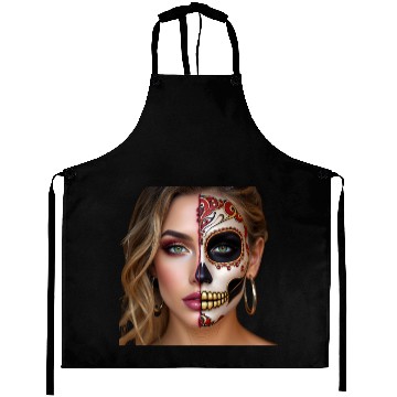 Discover Intricate Sugar Skull Face Art Aprons