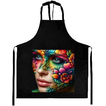 Discover Vibrant Floral Face Art Aprons