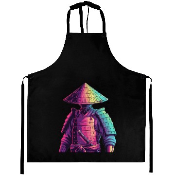 Discover Neon Samurai Warrior Illustration Aprons